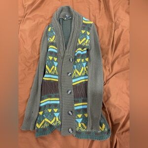 BKE Gray Multicolor Patterned Cardigan